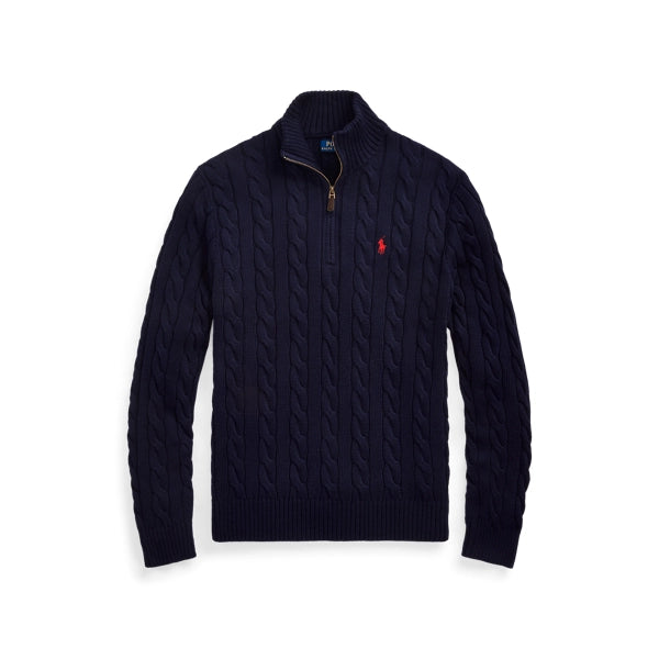 Cable-Knit Cotton Quarter-Zip Jumper Save to Wishlist Polo Ralph Lauren